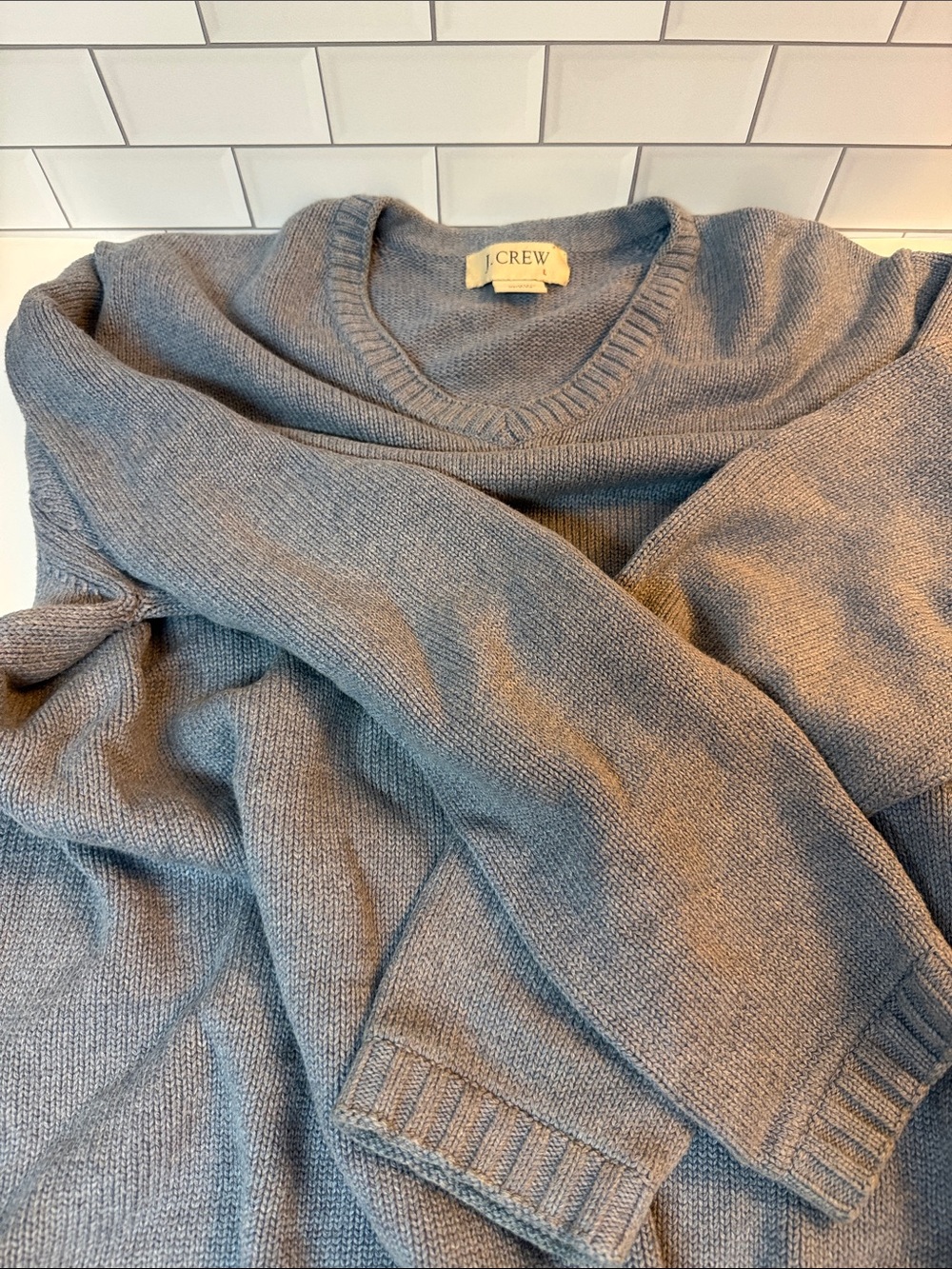 J. Crew Men's Gray-Blue 100% Cotton Sweater